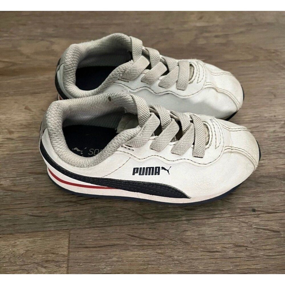 Puma Turin II AC Toddler Shoes Size 7C White Red Blue Sneakers